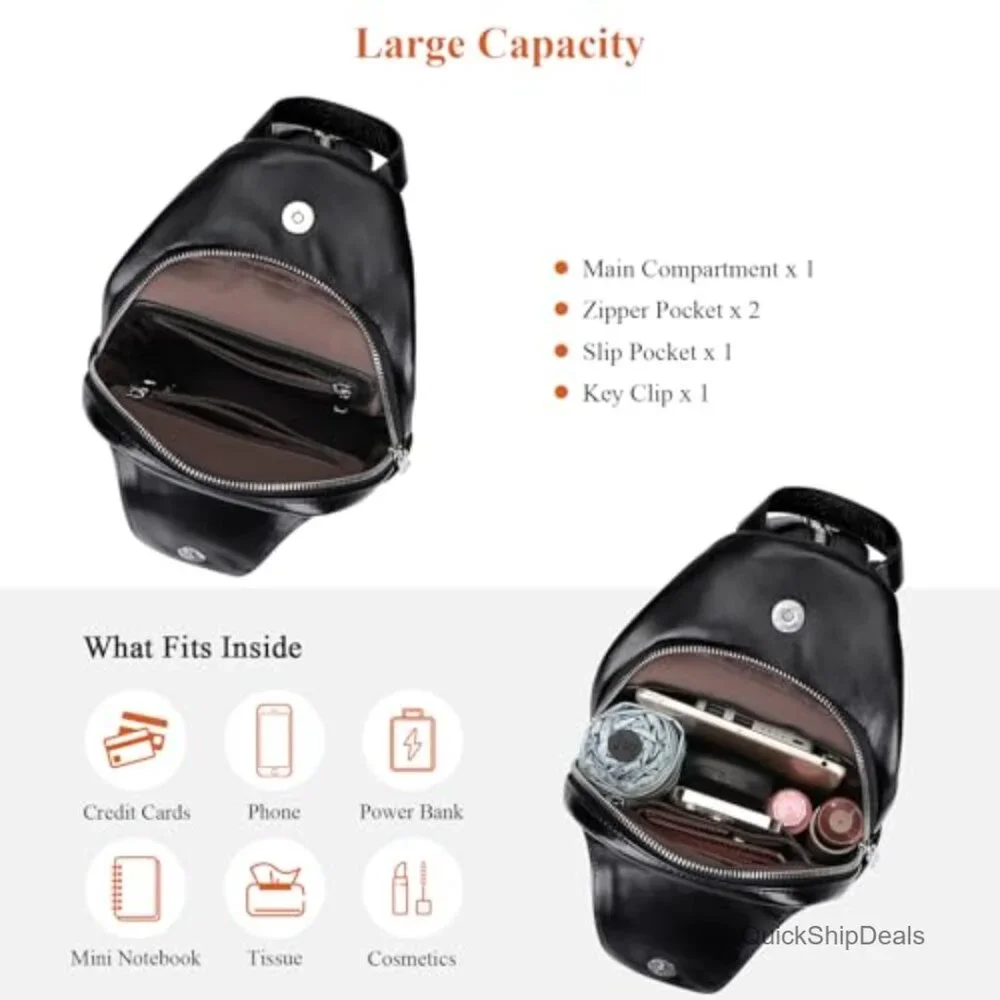 Genuine Leather Convertible Sling Bag Crossbody Purse Backpack